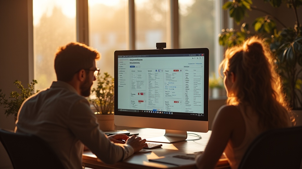 A marketing team in a modern office brainstorming ideas for landing pages