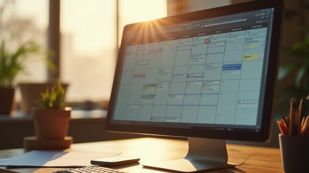 A professional setting featuring a calendar on a desk, with limited slots visibly grayed out to emphasize scarcity